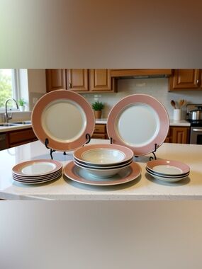 13-Piece Vintage Fitz & Floyd "Rondelet Peach" China Set – Fine Porcelain Japan